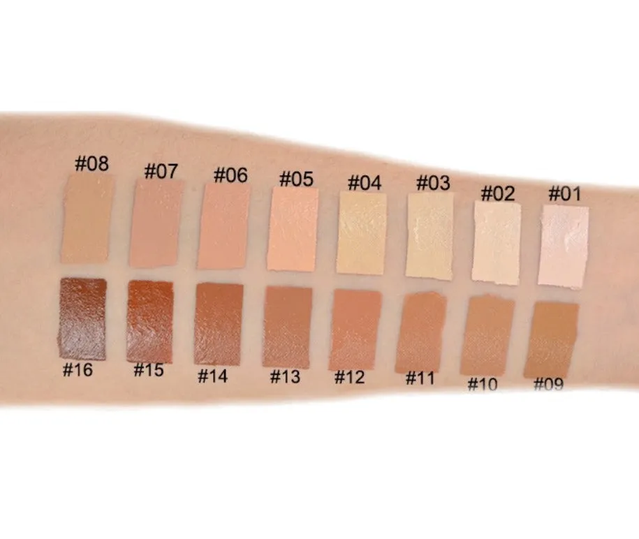 Full Coverage Liquid Foundation in 16 Shades w/SPF - MQO 12 pcs