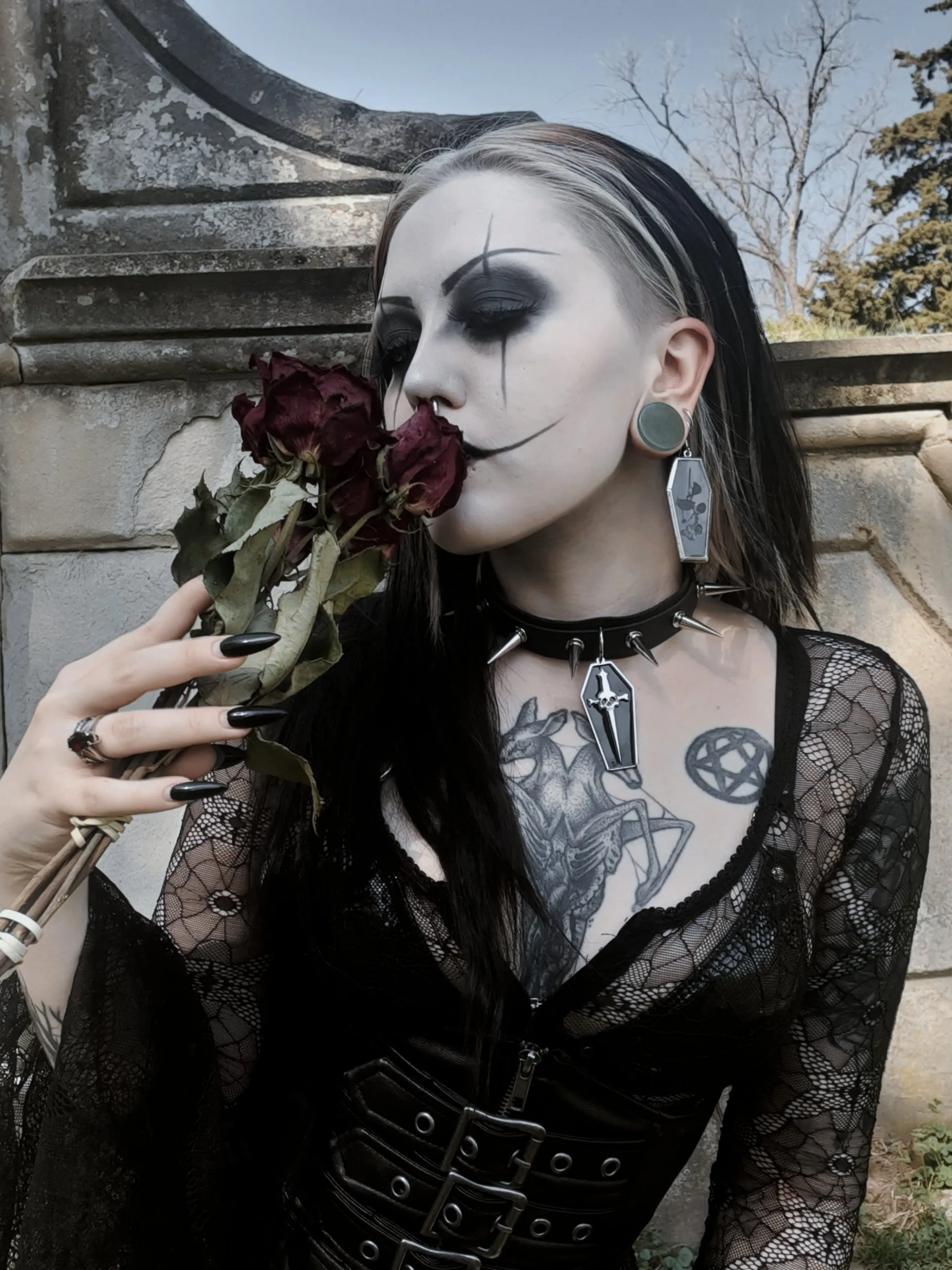 Spiked Choker with Coffin Dagger Pendant